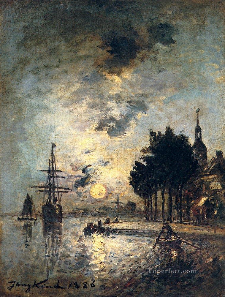Clair De Lune ship seascape Johan Barthold Jongkind Oil Paintings